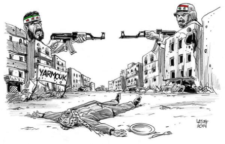 Cartoon depicting the situation felt in Al Yarmouk